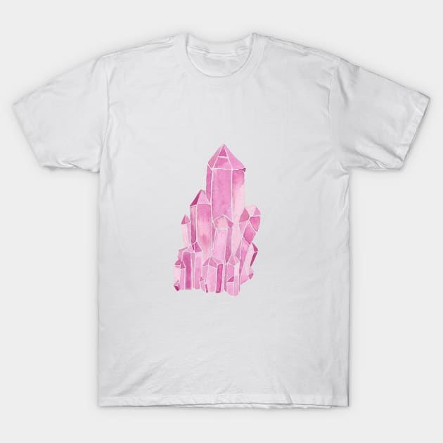 Rose Quartz Watercolor T-Shirt by latheandquill